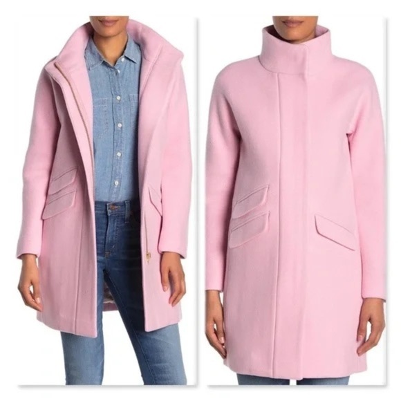 NEW J.Crew Pink Nello Gori Italian Stadium Cloth Wool Cocoon Coat Size 00 - Picture 7 of 9